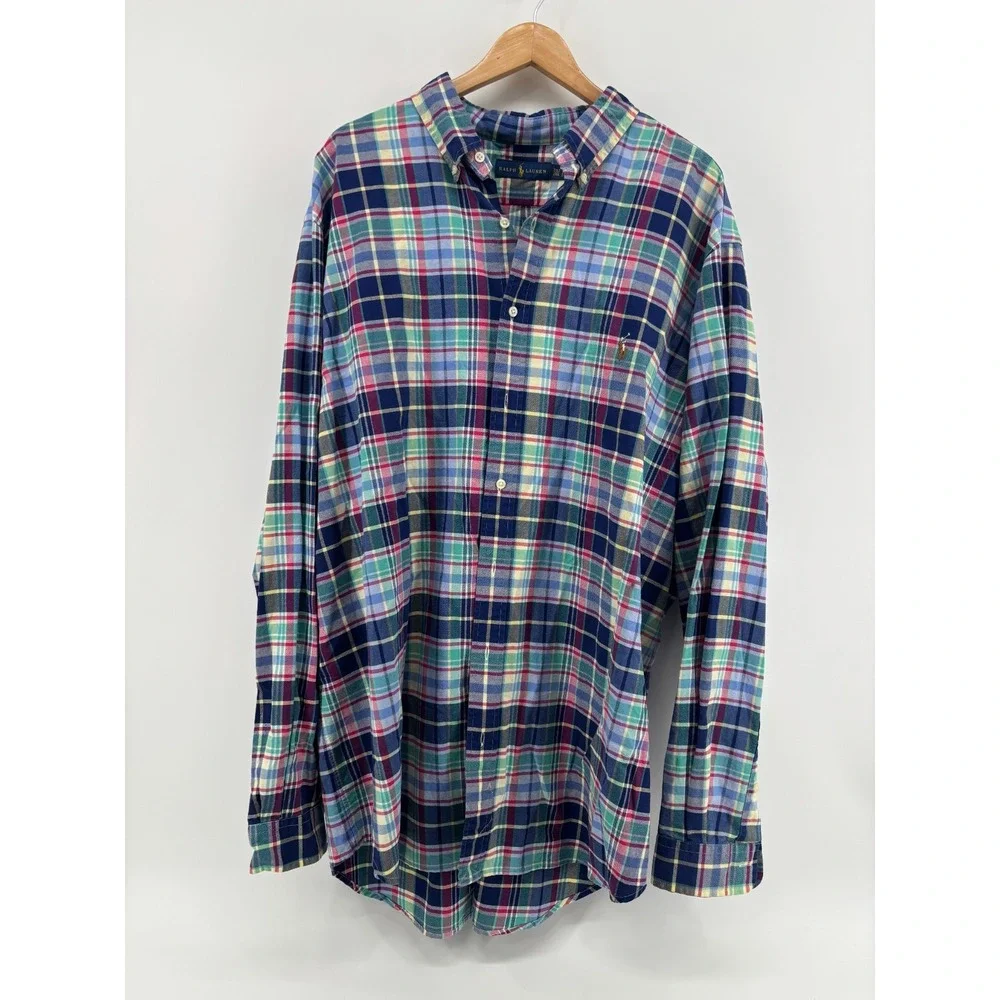 Polo Ralph Lauren Mens 2XLT Multicolor Plaid Long Sleeve Button Down Shirt NWT